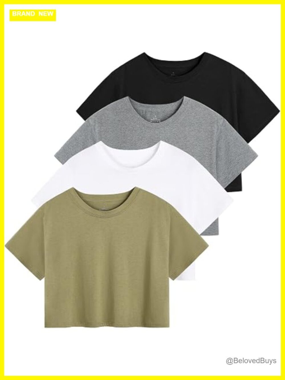 4-Pack Women's Cotton Crop T-Shirts Short Sleeve Casual Workout Yoga Tees